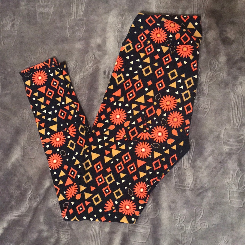 Lularoe Leggings Orange, Navy & Mustard Yellow
